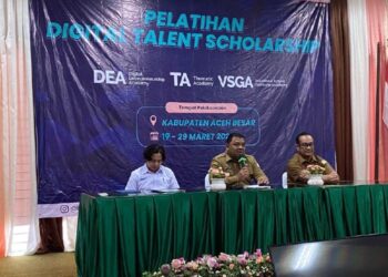Wakili Pj Bupati Aceh Besar, Sekretaris Daerah Drs Sulaimi MSi buka Pelatihan Digital Entrepreneurship Academy (DEA) di Gedung Dekranasda Aceh Besar, Gani, Kecamatan Ingin Jaya, Selasa (19/3/2024).